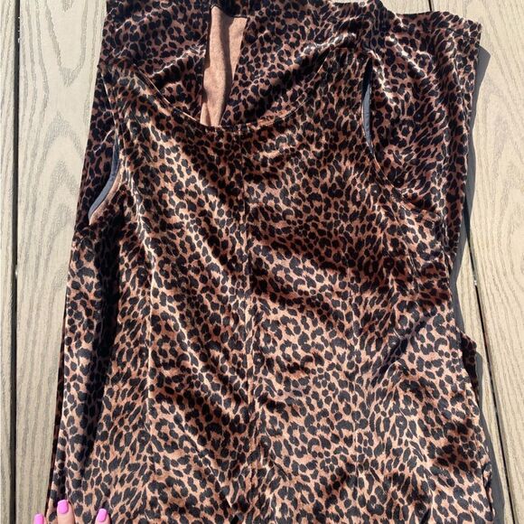 Vintage Maxi Velour Cheetah Print Dress Medium Blue J retro Y2K - Picture 7 of 10